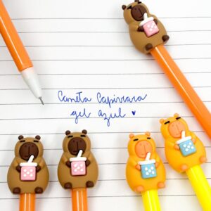 Caneta Fofa CAPIVARA Bubble Tea - PACOTE 6 UND