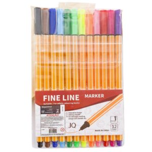 Caneta Fine Liner Marker 12 Cores - IMPORTADO - BLISTER
