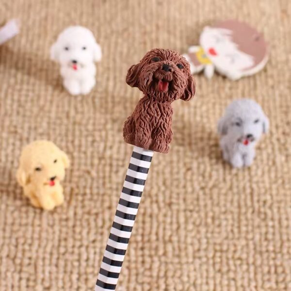Borracha Fofa 3D PONTEIRA Cachorrinho Dog - PACOTE 6 UND