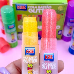 Cola Bastão 8g c/ Glitter e Aroma Fruits KAZ  - KIT 6 UND