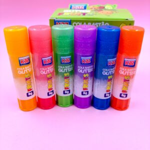 Cola Bastão 8g c/ Glitter e Aroma Fruits KAZ  - KIT 6 UND