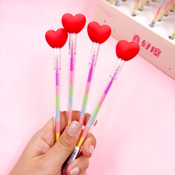 Caneta Fofa Colorida Coração Love - CX 36 UND