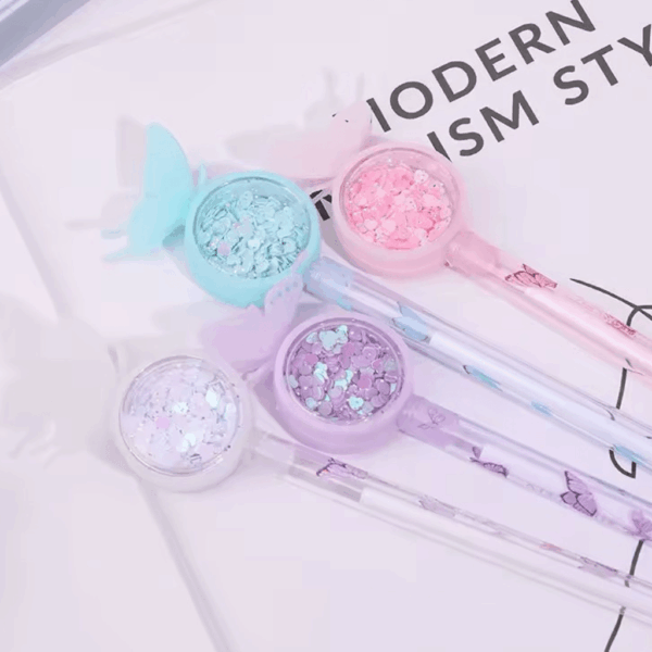 Caneta Fofa Cristal Borboleta - PACOTE 6 UND