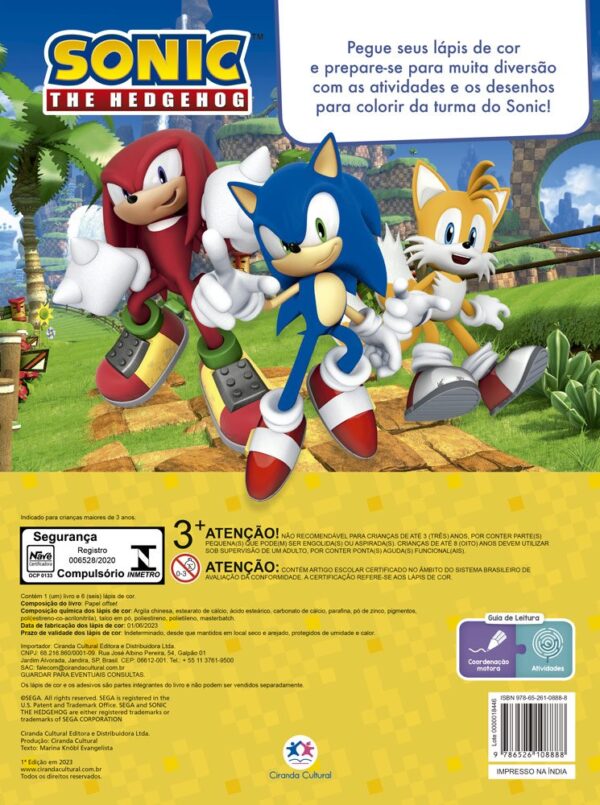 Livro de Atividades e Aventuras c/ Lápis de Cor SONIC - CIRANDA - UND