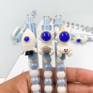Caneta Clic Retrátil Bolinhas Astronauta - UND