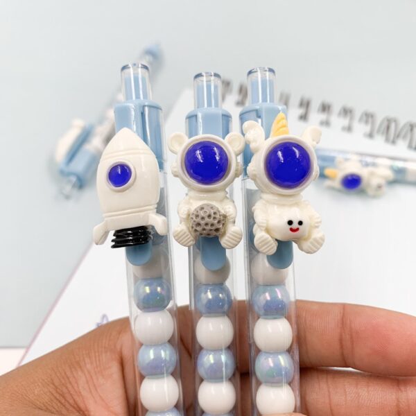 Caneta Clic Retrátil Bolinhas Astronauta - UND