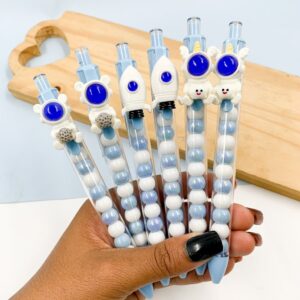 Caneta Clic Retrátil Bolinhas Astronauta - UND
