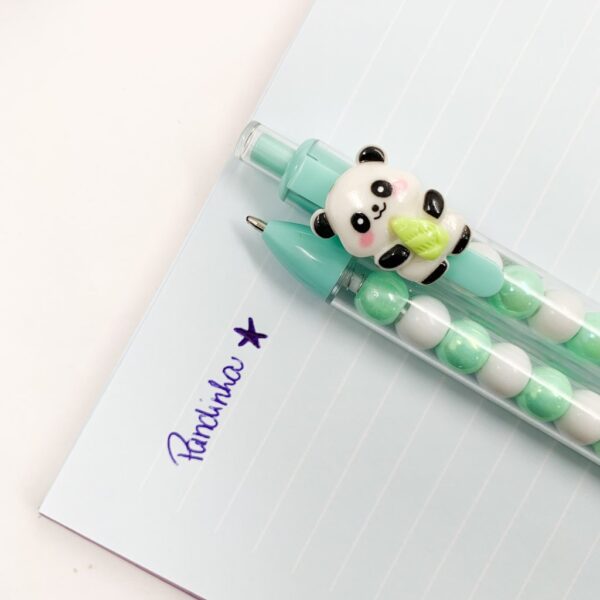 Caneta Clic Retrátil Bolinhas Panda - UND