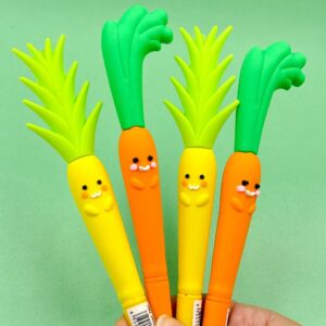 Caneta Fofa Emborrachada Hortinha - Pacote 4 Und