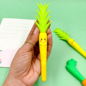 Caneta Fofa Emborrachada Hortinha - Pacote 4 Und