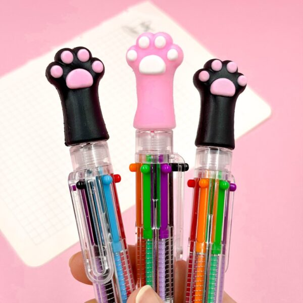 Caneta 6 Cores Transparente Patinha