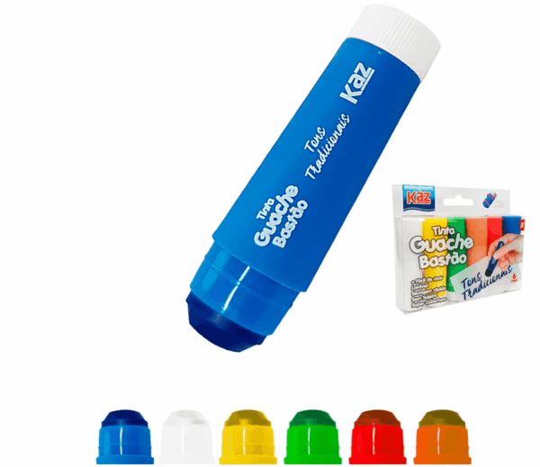 Tinta Guache Bastão 6 Cores KAZ - BLISTER