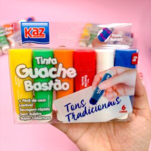 Tinta Guache Bastão 6 Cores KAZ - BLISTER