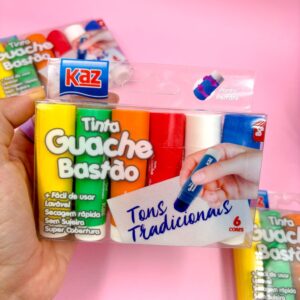 Tinta Guache Bastão 6 Cores KAZ - BLISTER