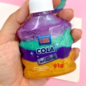 Cola Colorida Glitter 3D Metálica 91g KAZ - KIT 3 UND
